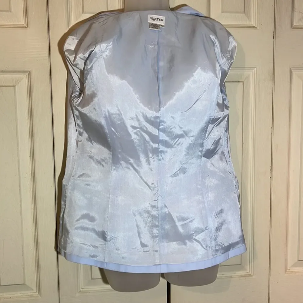 Together Spiegel Vintage 1990s Sky Blue Blazer Sequined Trim 10 - Picture 14 of 16